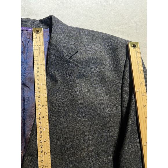 Ted Baker 50XL 42x31 Charcoal Gray Purple Plaid Flannel Men's Designer Suit - Picture 12 of 16